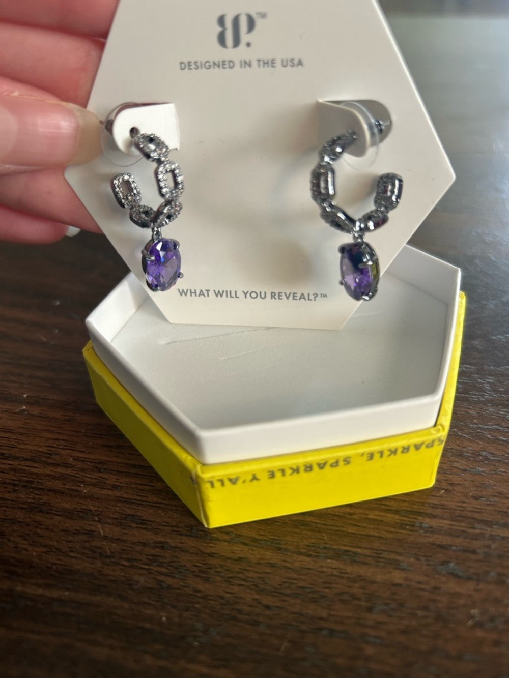 Bomb Party OG Earrings ER93647 Waiting On A Sign Purple Topaz on Hematite
